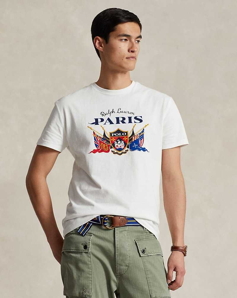 Camiseta Ralph Lauren Classic Fit Jersey Graphic Hombre Blancos | MPVCWQB-81 - vista 1