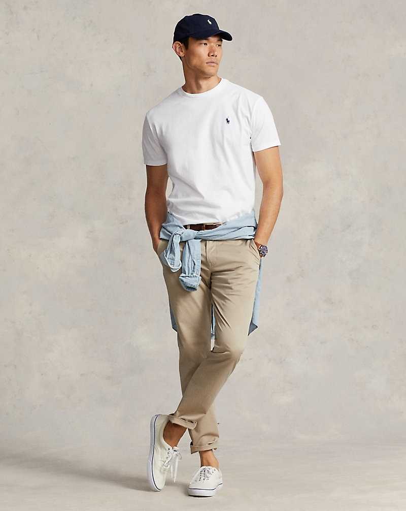 Camiseta Ralph Lauren Classic Fit Jersey Crewneck Hombre Blancos | OTCFAJP-07 - vista 3