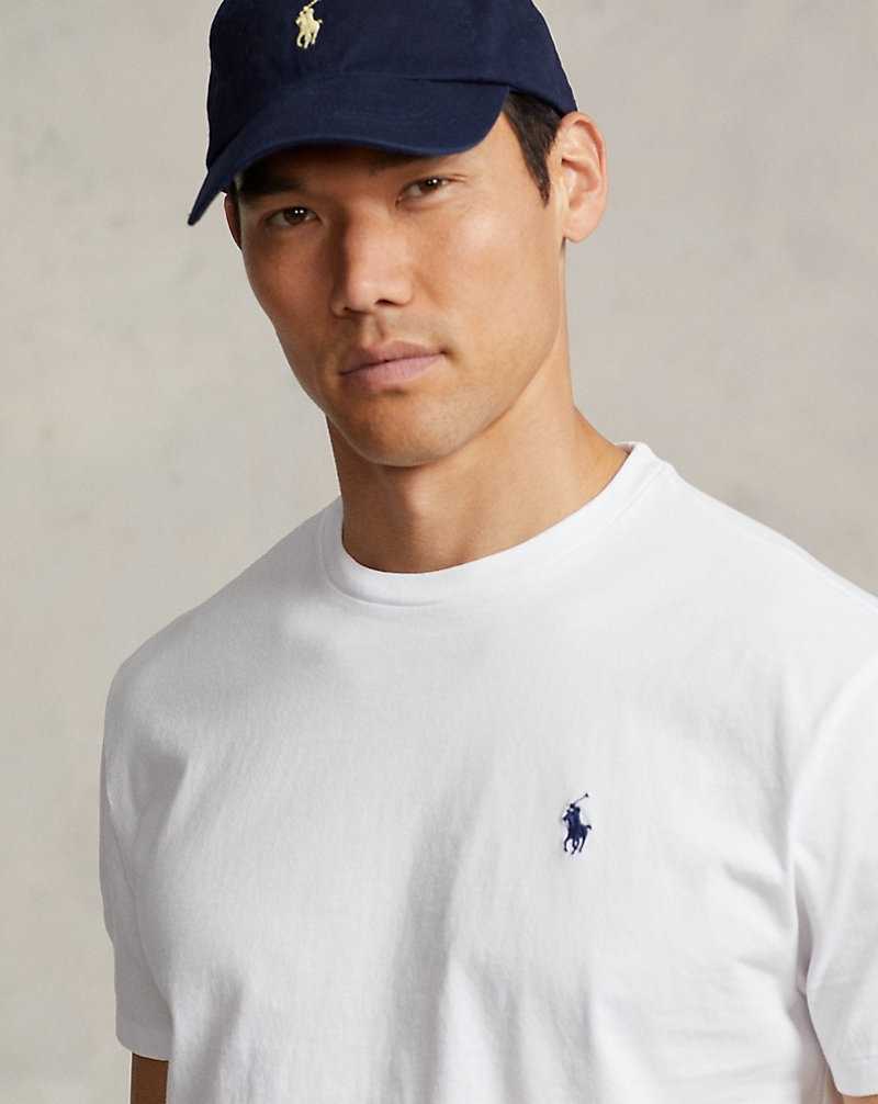 Camiseta Ralph Lauren Classic Fit Jersey Crewneck Hombre Blancos | OTCFAJP-07 - vista 5
