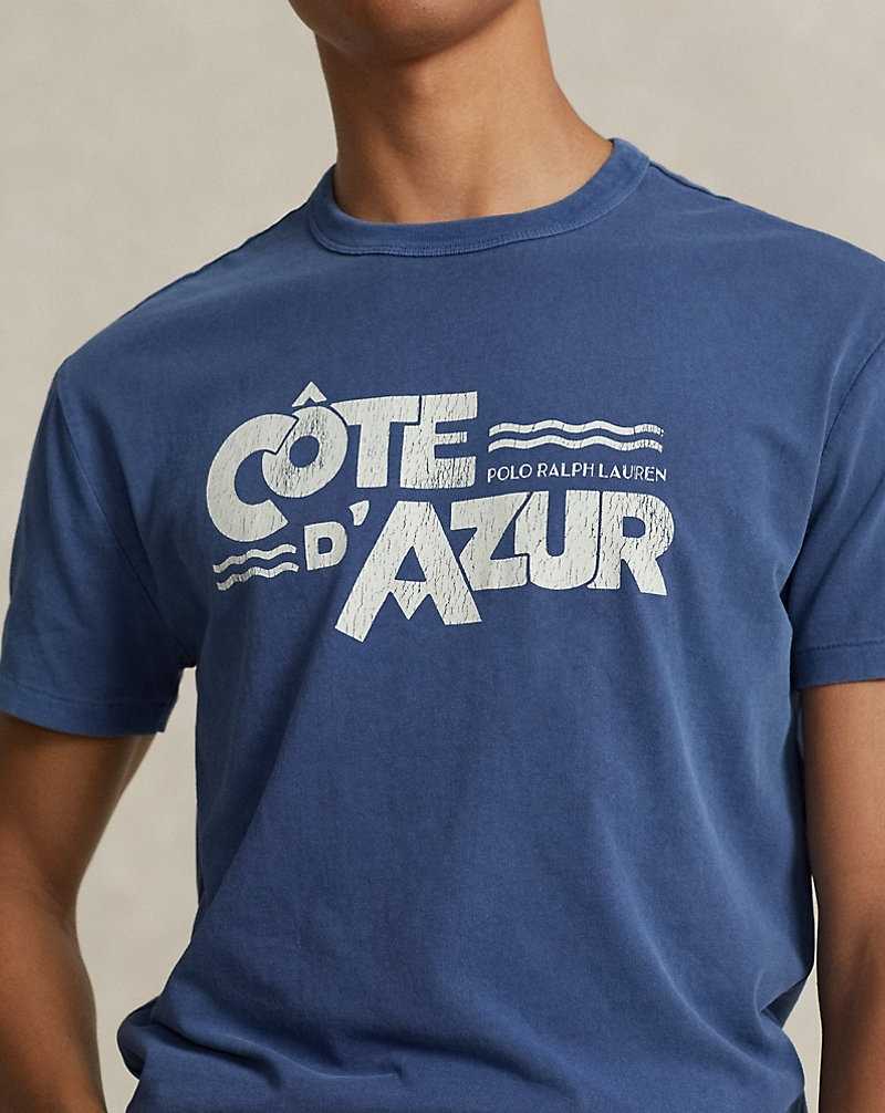 Camiseta Ralph Lauren Classic Fit Jersey Graphic Hombre Azul Marino Claro | EMRVTDO-65 - vista 5
