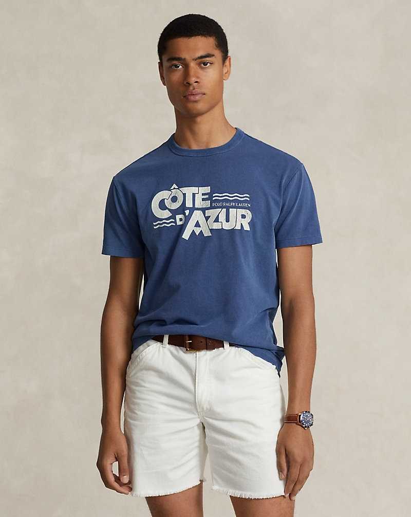 Camiseta Ralph Lauren Classic Fit Jersey Graphic Hombre Azul Marino Claro | EMRVTDO-65 - vista 1