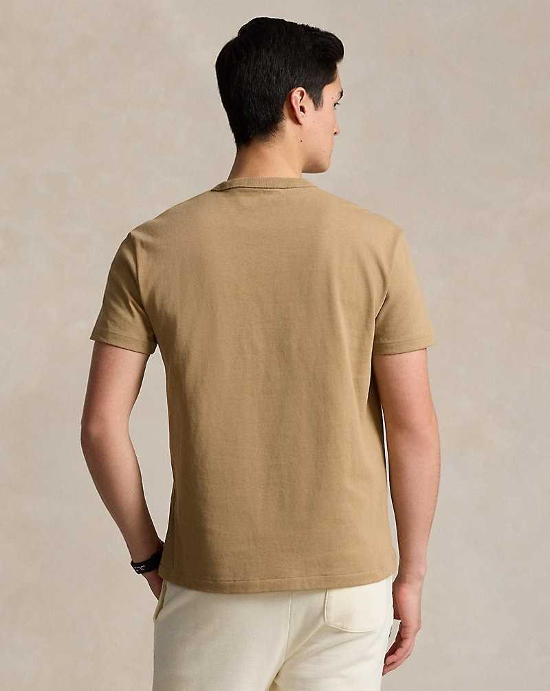 Camiseta Ralph Lauren Classic Fit Jersey Crewneck Hombre Kaki | DHFEIYV-45 - vista 4