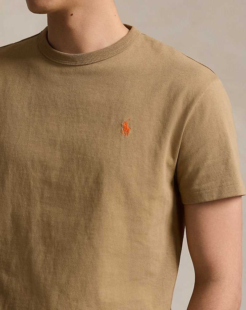 Camiseta Ralph Lauren Classic Fit Jersey Crewneck Hombre Kaki | DHFEIYV-45 - vista 5