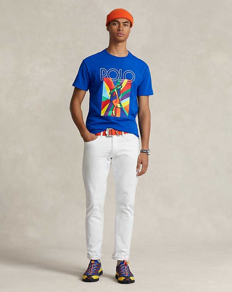 Camiseta Ralph Lauren Classic Fit Logo Jersey Hombre Sapphire Star | BTHYQDA-28 - vista 3