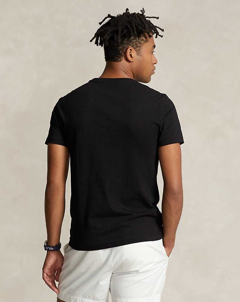 Camiseta Ralph Lauren Classic Fit Logo Jersey Hombre Negros | UYVXRLW-12 - vista 4