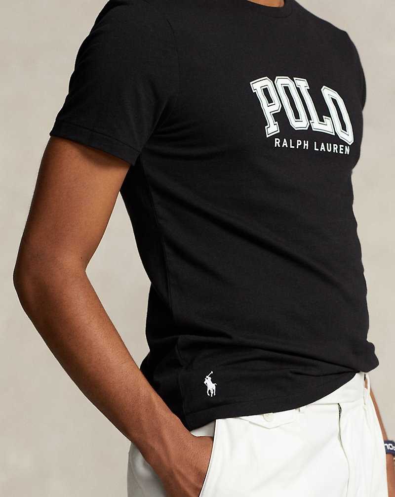 Camiseta Ralph Lauren Classic Fit Logo Jersey Hombre Negros | UYVXRLW-12 - vista 5