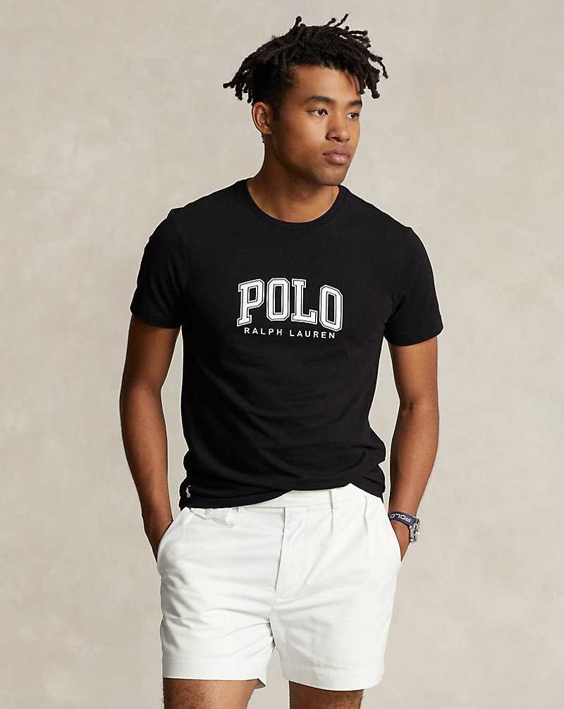 Camiseta Ralph Lauren Classic Fit Logo Jersey Hombre Negros | UYVXRLW-12 - vista 1