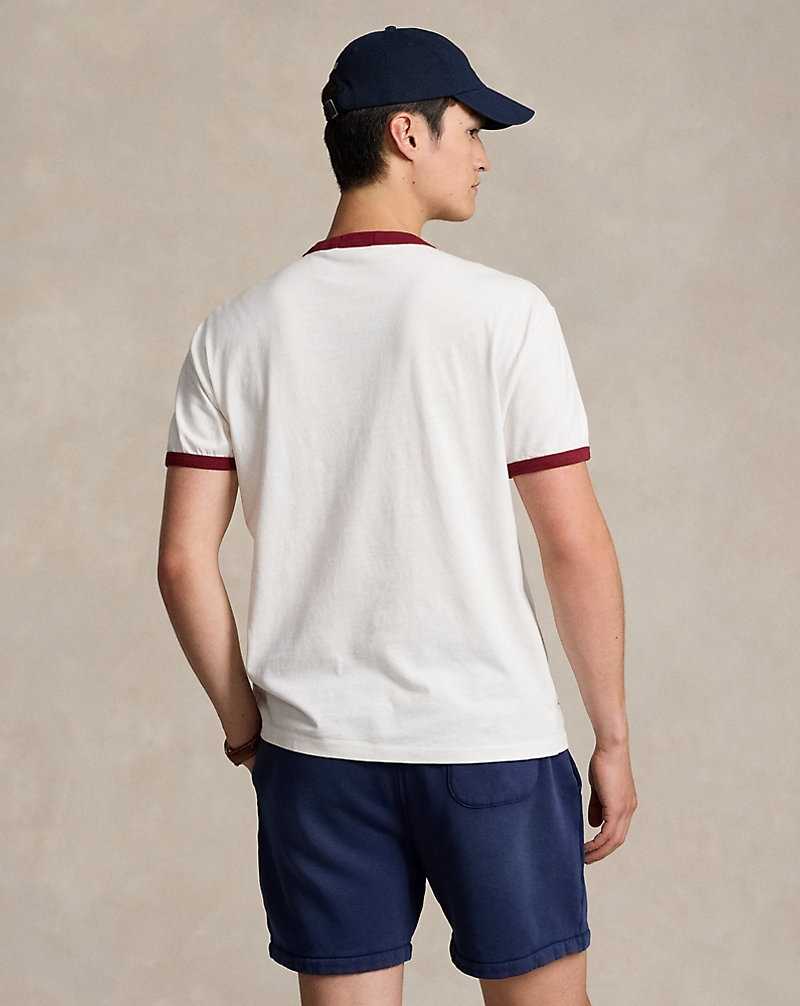 Camiseta Ralph Lauren Classic Fit Logo Slub Jersey Hombre Nevis/red Carpet | UMXVWSJ-56 - vista 4