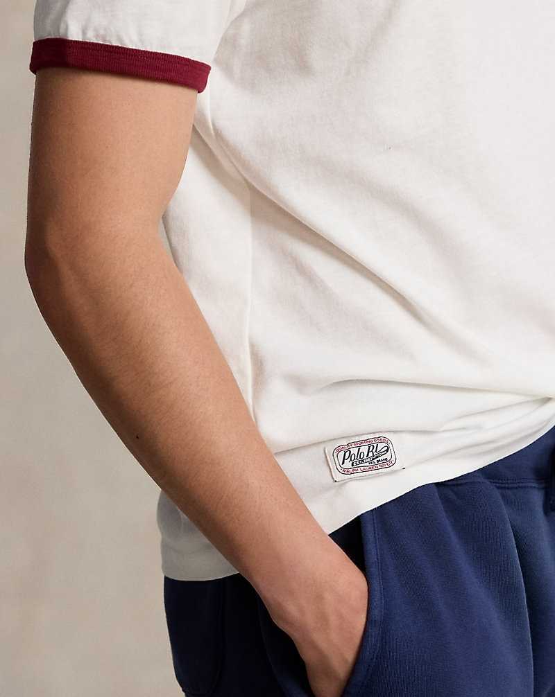 Camiseta Ralph Lauren Classic Fit Logo Slub Jersey Hombre Nevis/red Carpet | UMXVWSJ-56 - vista 5