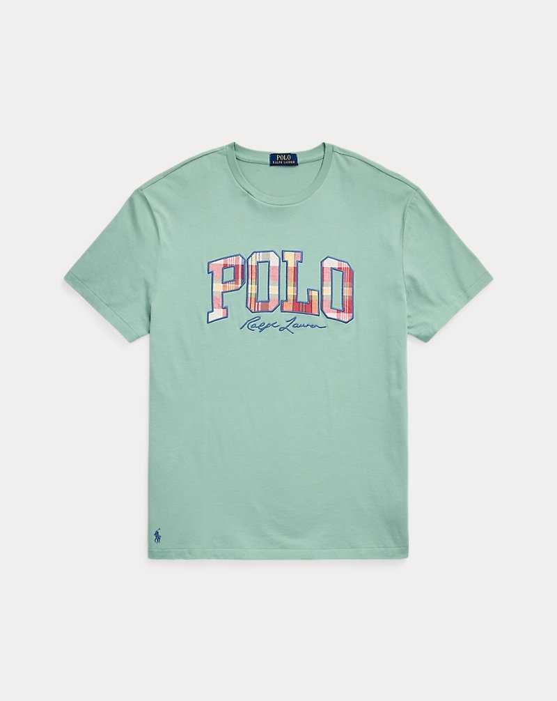 Camiseta Ralph Lauren Classic Fit Plaid-Logo Jersey Hombre Verde Menta | NVQALOR-83 - vista 2