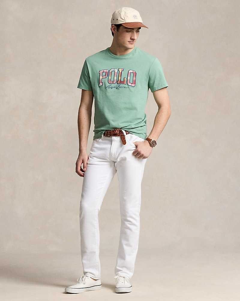 Camiseta Ralph Lauren Classic Fit Plaid-Logo Jersey Hombre Verde Menta | NVQALOR-83 - vista 3