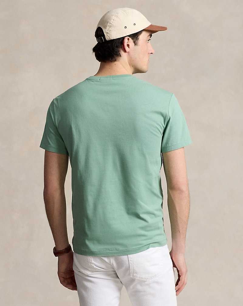 Camiseta Ralph Lauren Classic Fit Plaid-Logo Jersey Hombre Verde Menta | NVQALOR-83 - vista 4
