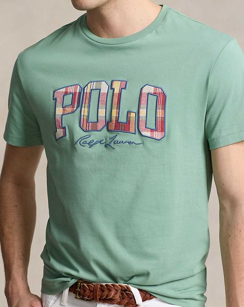 Camiseta Ralph Lauren Classic Fit Plaid-Logo Jersey Hombre Verde Menta | NVQALOR-83 - vista 5