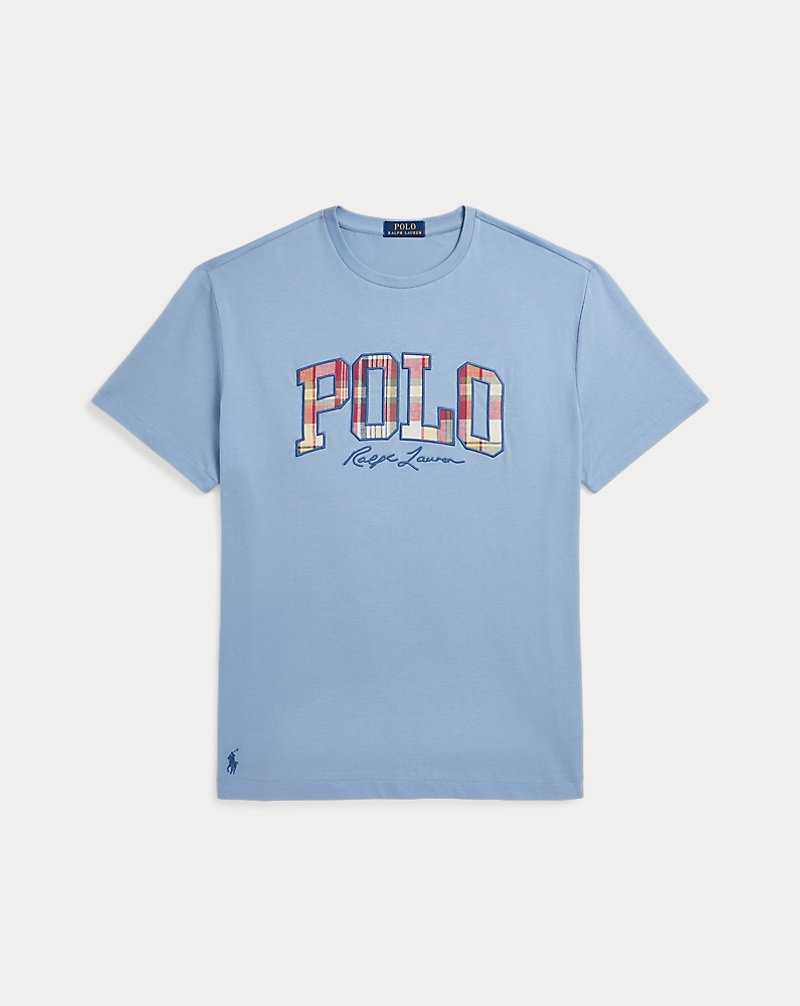 Camiseta Ralph Lauren Classic Fit Plaid-Logo Jersey Hombre Azules | QDFVYRW-70 - vista 2
