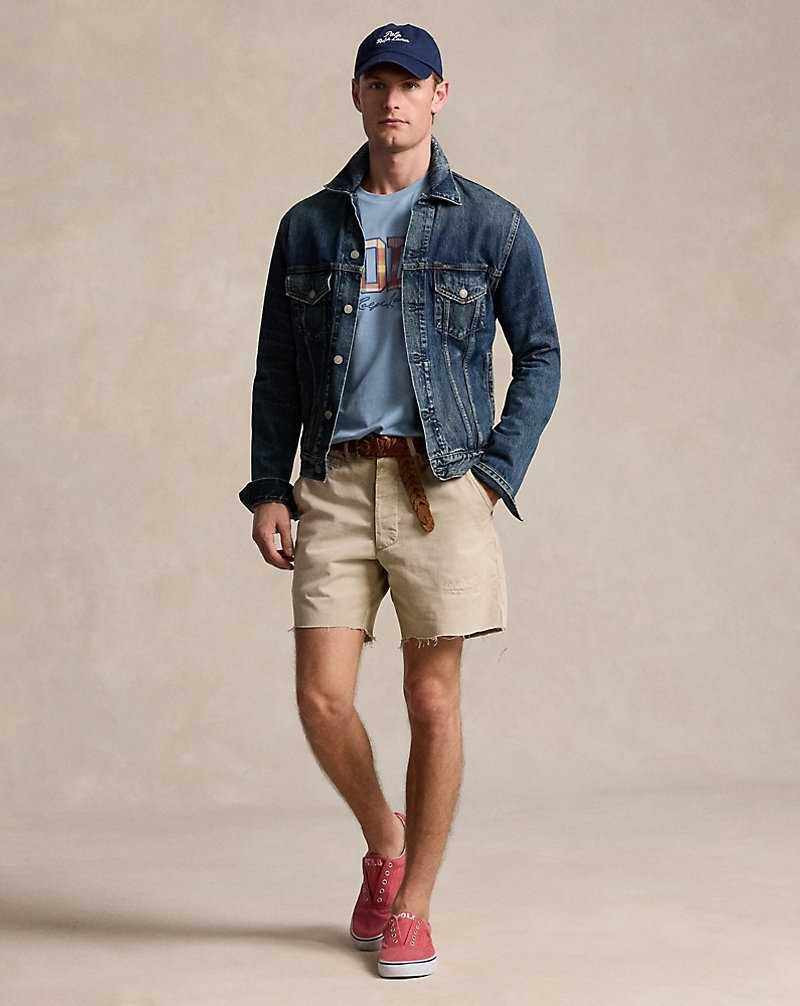 Camiseta Ralph Lauren Classic Fit Plaid-Logo Jersey Hombre Azules | QDFVYRW-70 - vista 3