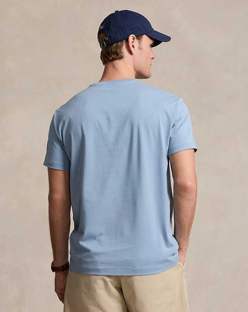 Camiseta Ralph Lauren Classic Fit Plaid-Logo Jersey Hombre Azules | QDFVYRW-70 - vista 4