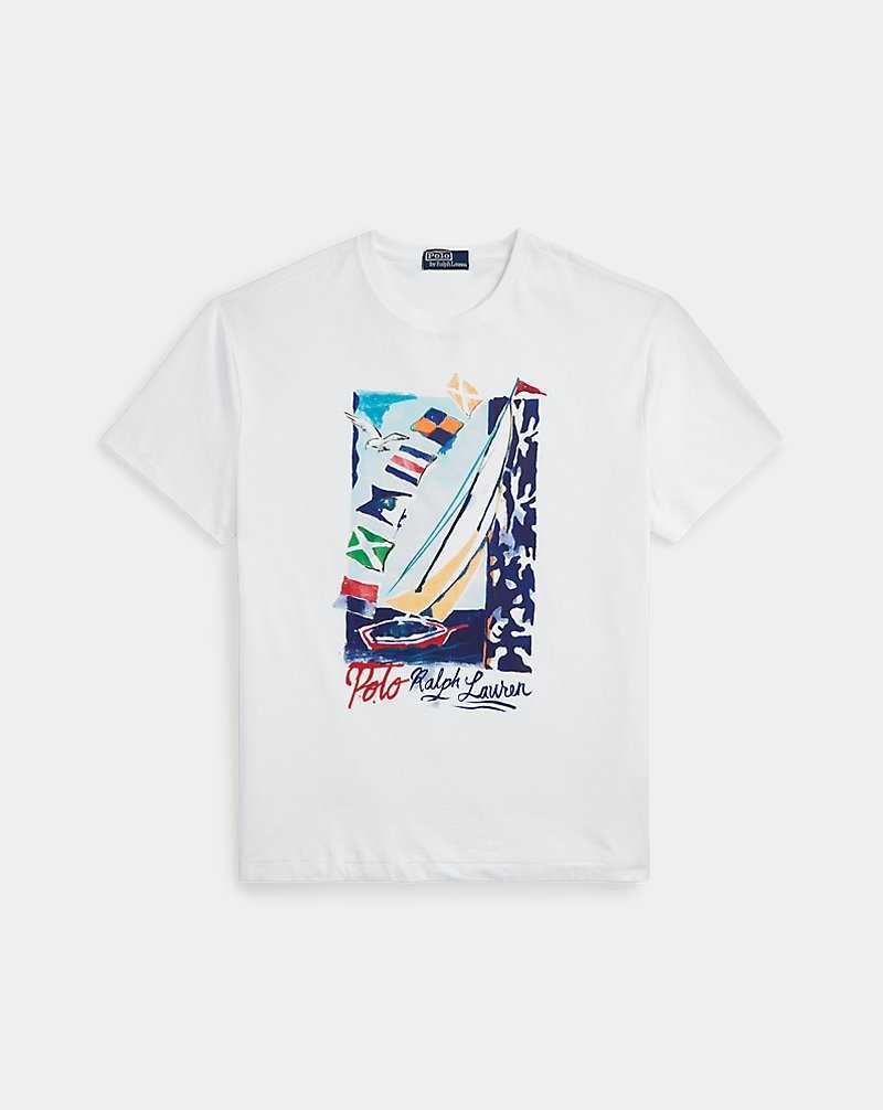 Camiseta Ralph Lauren Classic Fit Sailboat Jersey Hombre Blancos | XMAZJWV-23 - vista 2