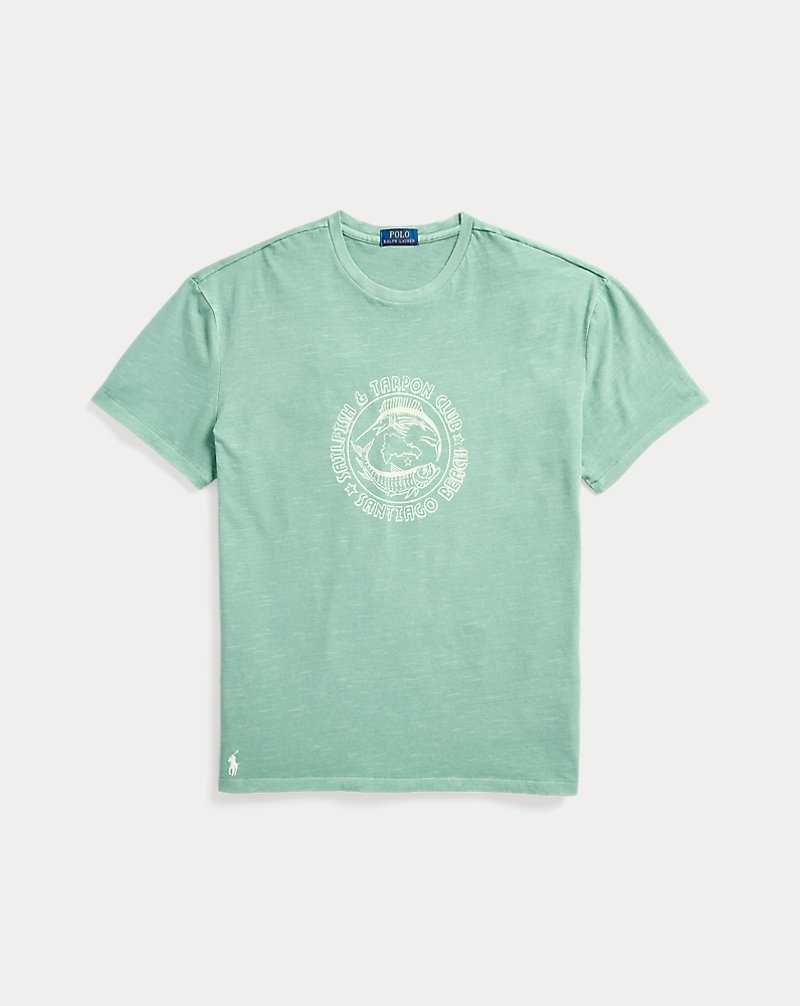 Camiseta Ralph Lauren Classic Fit Slub Jersey Graphic Hombre Verde Menta | RUSNXCL-54 - vista 2