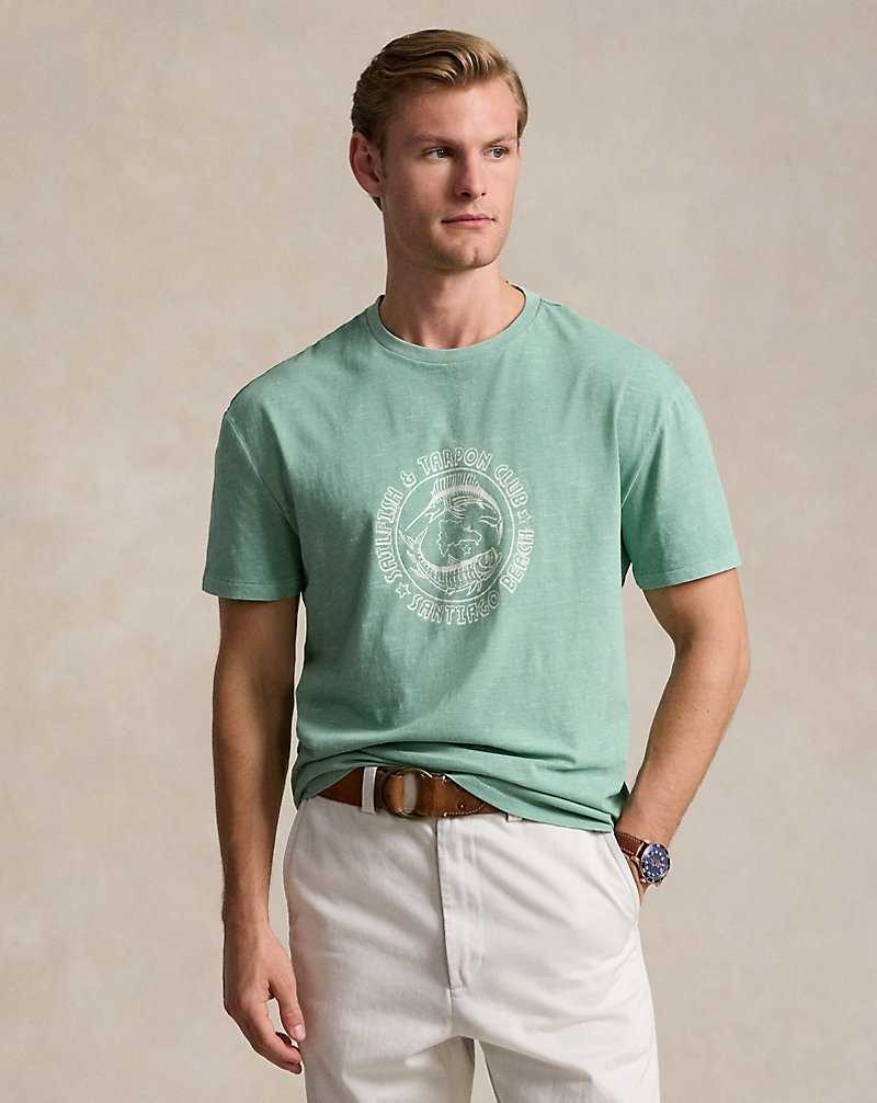 Camiseta Ralph Lauren Classic Fit Slub Jersey Graphic Hombre Verde Menta | RUSNXCL-54 - vista 1