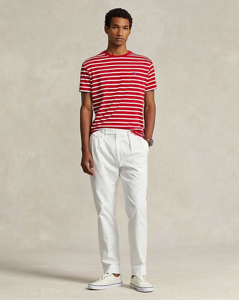 Camiseta Ralph Lauren Classic Fit Striped Jersey Hombre RL 2000 Red/White | QPUNSVG-58 - vista 3
