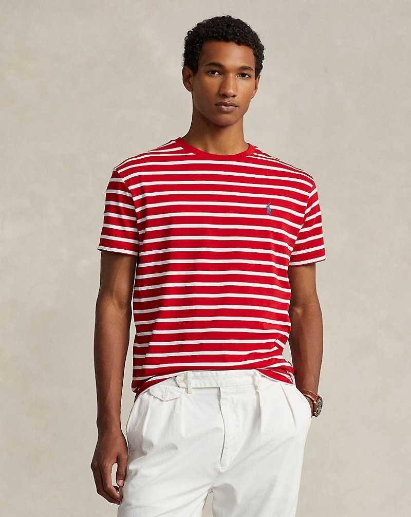 Camiseta Ralph Lauren Classic Fit Striped Jersey Hombre RL 2000 Red/White | QPUNSVG-58 - vista 1