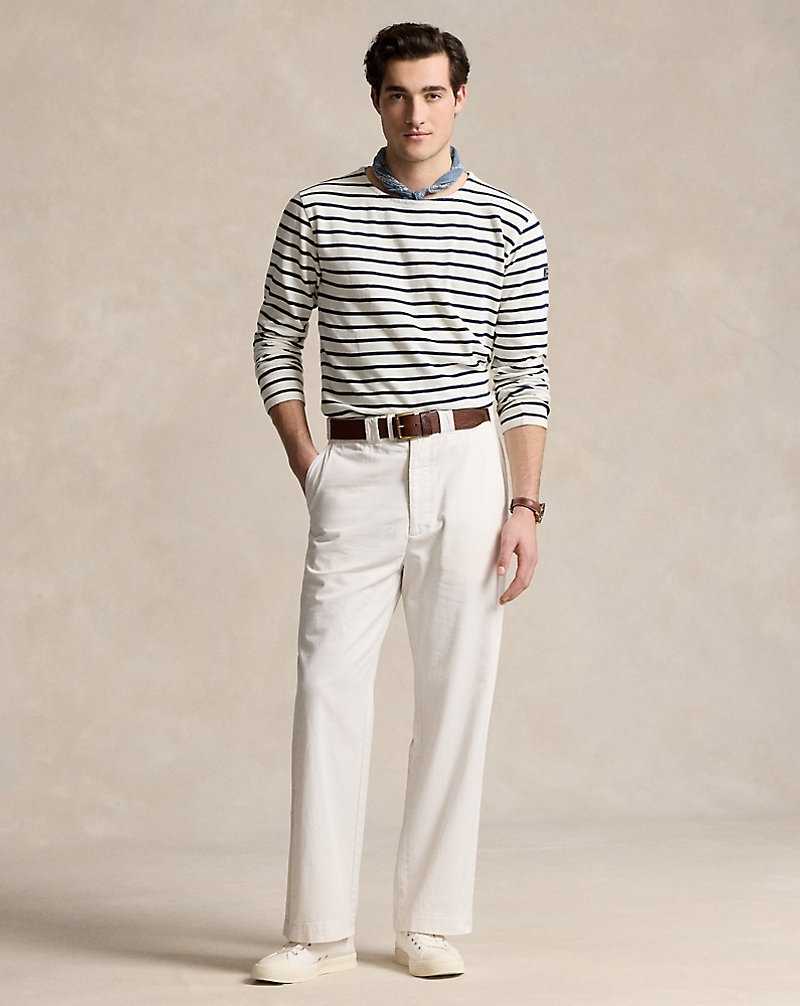 Camiseta Ralph Lauren Classic Fit Striped Slub Jersey Hombre Azules | TXVRWCI-89 - vista 3