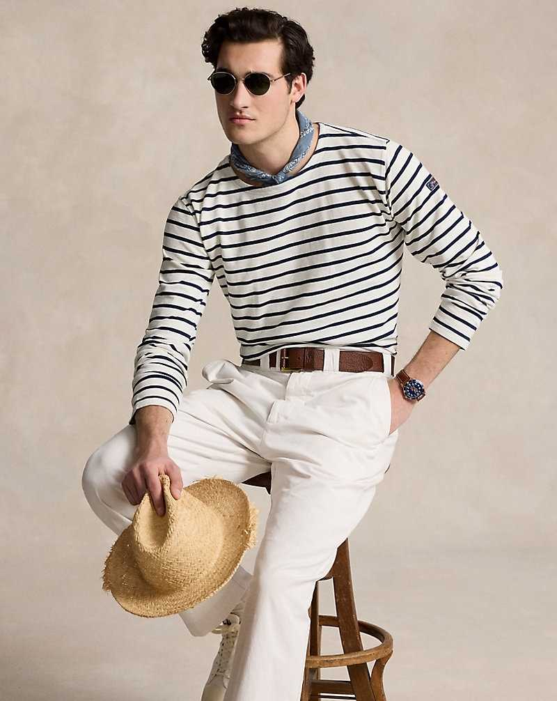 Camiseta Ralph Lauren Classic Fit Striped Slub Jersey Hombre Azules | TXVRWCI-89 - vista 1