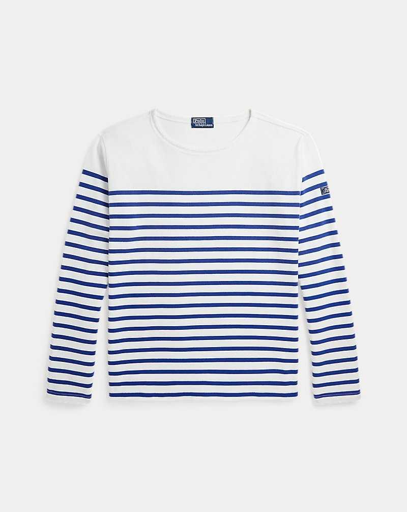 Camiseta Ralph Lauren Classic Fit Striped Boatneck Hombre Deckwash White/Brilliant | IVZLXAU-12 - vista 2