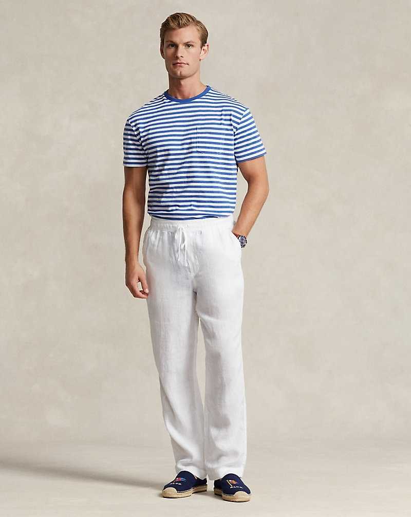 Camiseta Ralph Lauren Classic Fit Striped Jersey Hombre Azul Rey | CORZXSH-36 - vista 3