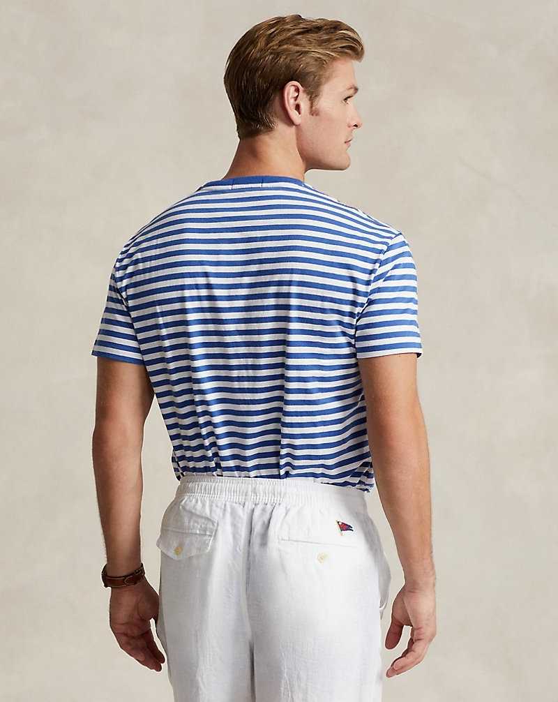 Camiseta Ralph Lauren Classic Fit Striped Jersey Hombre Azul Rey | CORZXSH-36 - vista 4