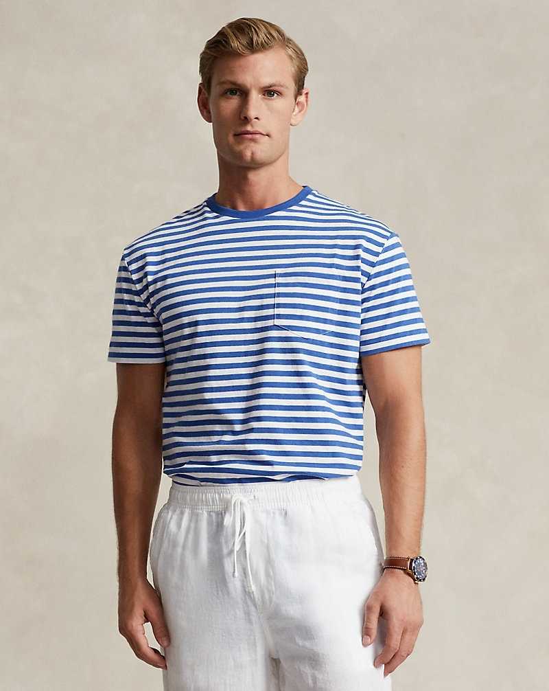 Camiseta Ralph Lauren Classic Fit Striped Jersey Hombre Azul Rey | CORZXSH-36 - vista 1