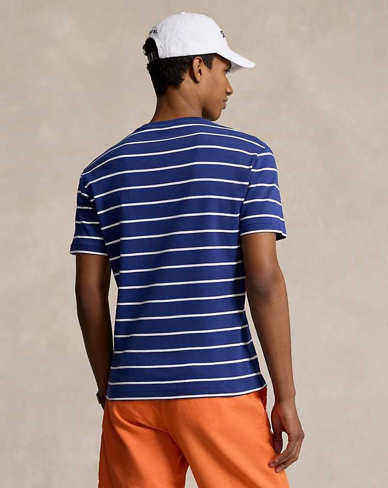 Camiseta Ralph Lauren Classic Fit Striped Soft Cotton Hombre Fall Royal/White | LEXPKFN-14 - vista 4