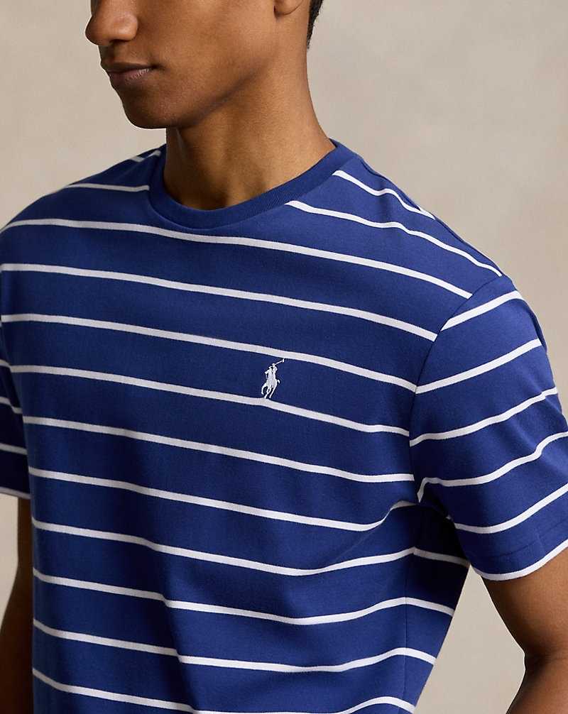 Camiseta Ralph Lauren Classic Fit Striped Soft Cotton Hombre Fall Royal/White | LEXPKFN-14 - vista 5