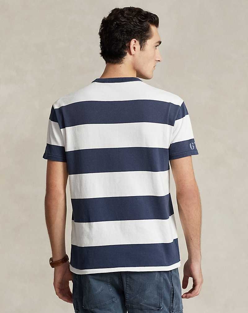 Camiseta Ralph Lauren Classic Fit Striped Jersey Hombre Azules | GXVSAUM-01 - vista 4