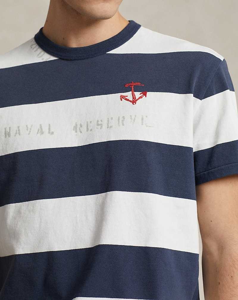 Camiseta Ralph Lauren Classic Fit Striped Jersey Hombre Azules | GXVSAUM-01 - vista 5