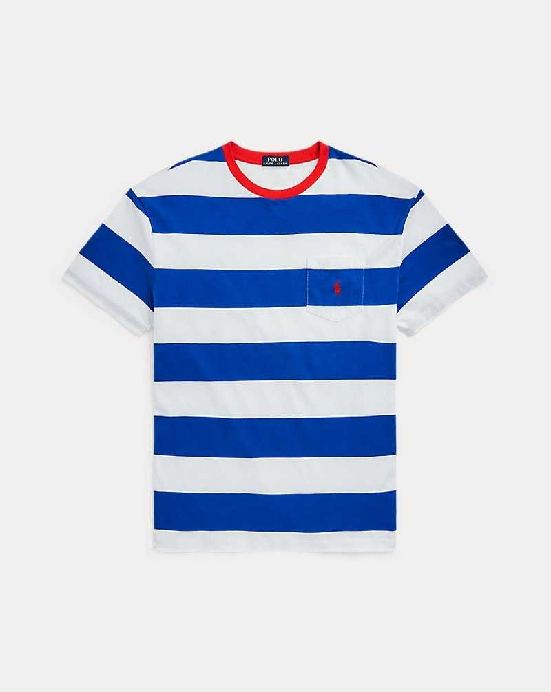 Camiseta Ralph Lauren Classic Fit Striped Jersey Hombre Sapphire Star/White | HKNFXGA-12 - vista 2