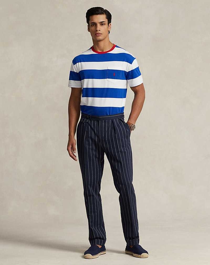 Camiseta Ralph Lauren Classic Fit Striped Jersey Hombre Sapphire Star/White | HKNFXGA-12 - vista 3