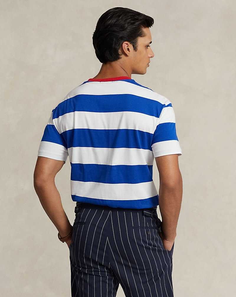 Camiseta Ralph Lauren Classic Fit Striped Jersey Hombre Sapphire Star/White | HKNFXGA-12 - vista 4