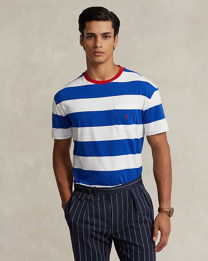 Camiseta Ralph Lauren Classic Fit Striped Jersey Hombre Sapphire Star/White | HKNFXGA-12 - vista 1