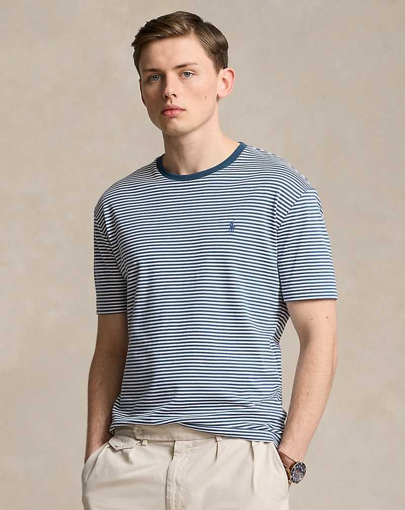 Camiseta Ralph Lauren Classic Fit Striped Soft Cotton Hombre Clancy Blue/white | KNEIVFR-05 - vista 1