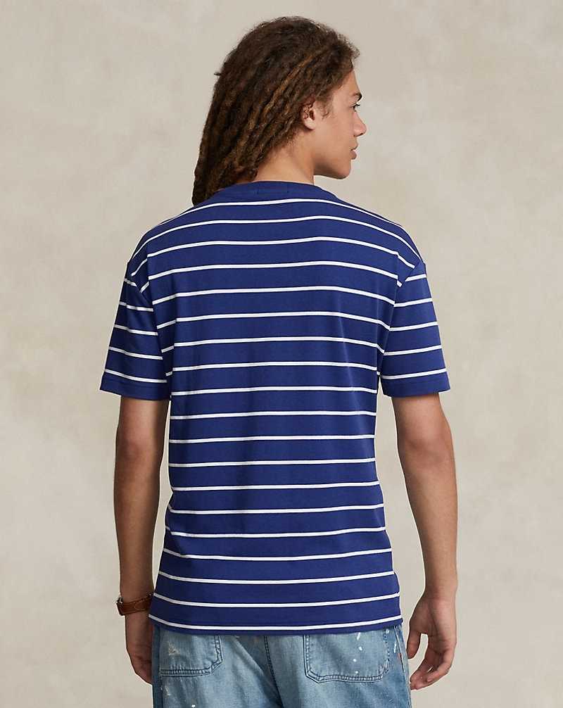 Camiseta Ralph Lauren Classic Fit Striped Soft Cotton Hombre Fall Royal/White | LUNJOWC-87 - vista 4