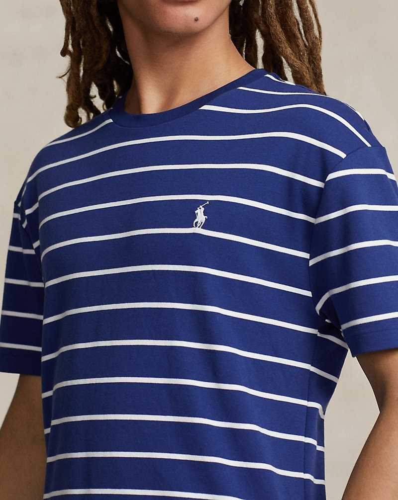 Camiseta Ralph Lauren Classic Fit Striped Soft Cotton Hombre Fall Royal/White | LUNJOWC-87 - vista 5