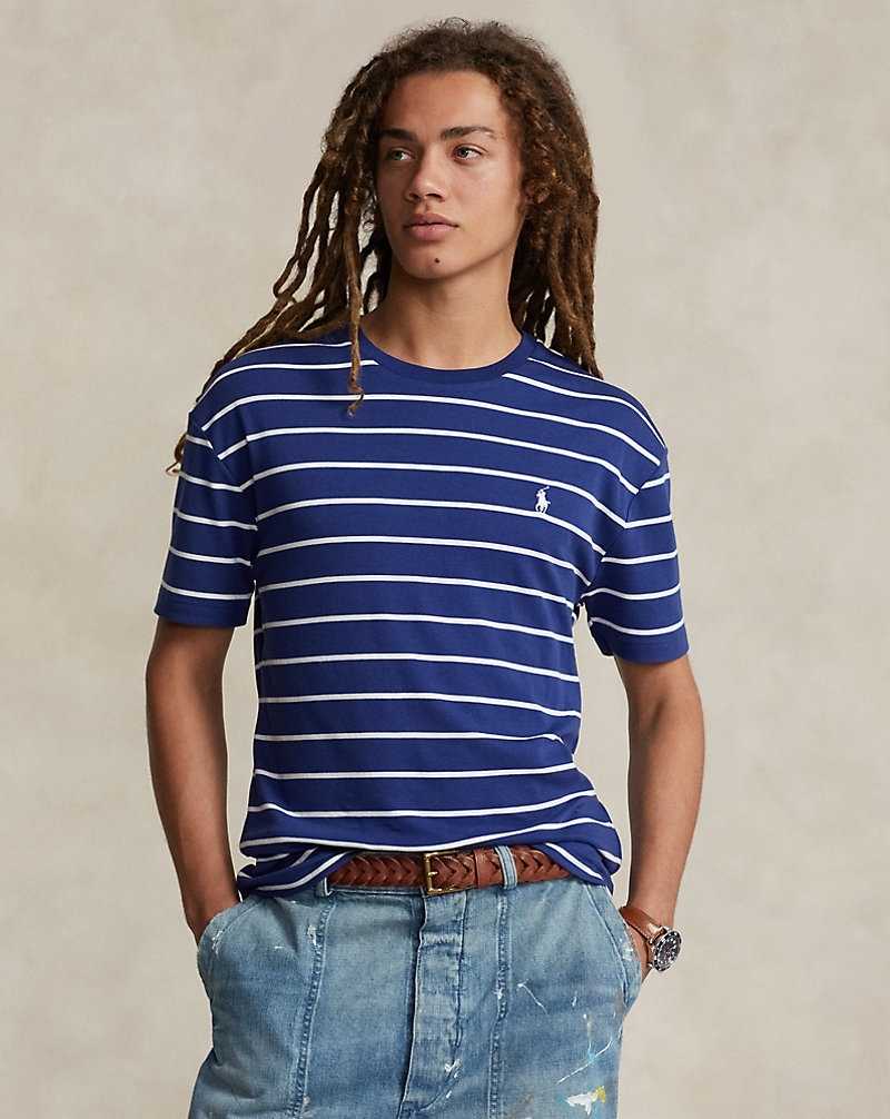 Camiseta Ralph Lauren Classic Fit Striped Soft Cotton Hombre Fall Royal/White | LUNJOWC-87 - vista 1