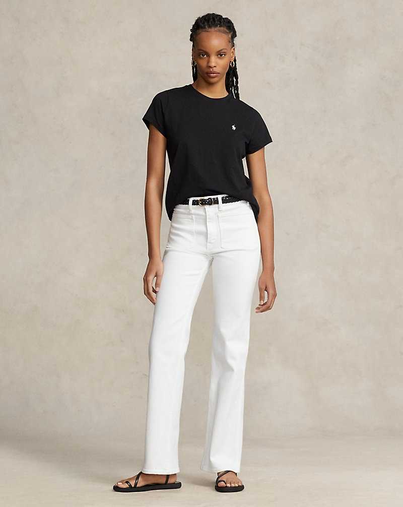 Camiseta Ralph Lauren Cotton Jersey Crewneck Mujer Negros | NIPYKLS-38 - vista 3