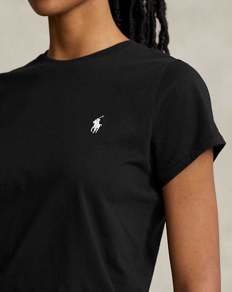Camiseta Ralph Lauren Cotton Jersey Crewneck Mujer Negros | NIPYKLS-38 - vista 5