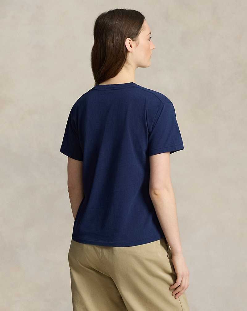 Camiseta Ralph Lauren Cotton Jersey Crewneck Mujer Azul Marino | ZAYSLWR-61 - vista 4