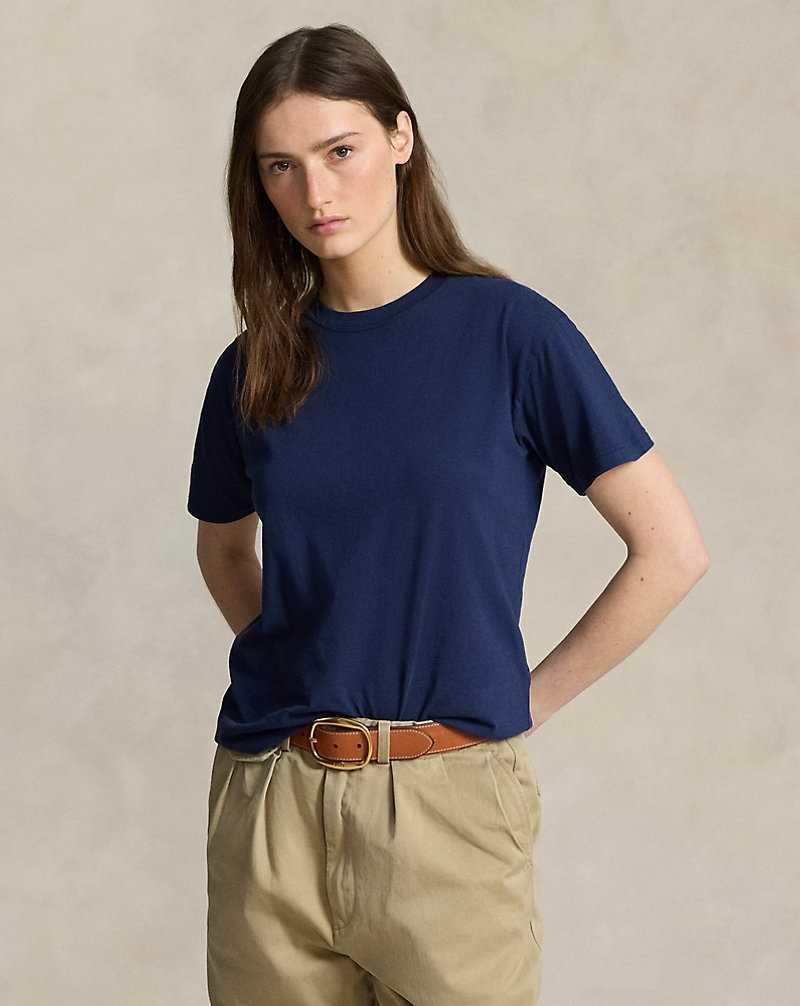 Camiseta Ralph Lauren Cotton Jersey Crewneck Mujer Azul Marino | ZAYSLWR-61 - vista 1