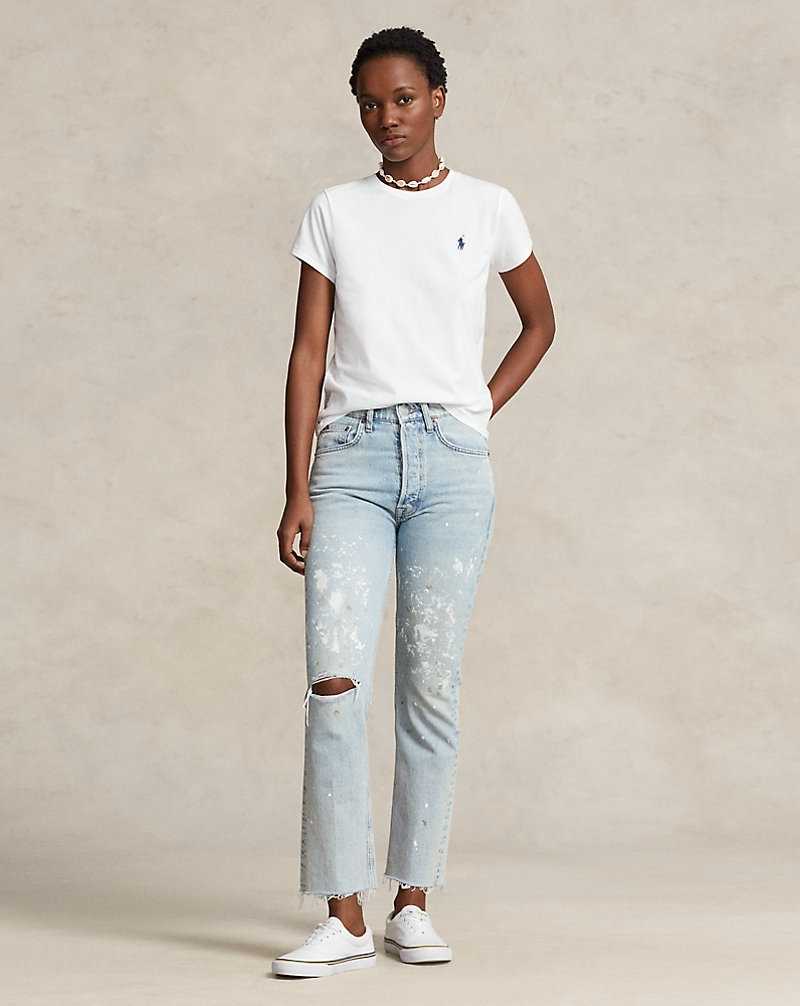 Camiseta Ralph Lauren Cotton Jersey Crewneck Mujer Blancos | QAPXHET-56 - vista 3