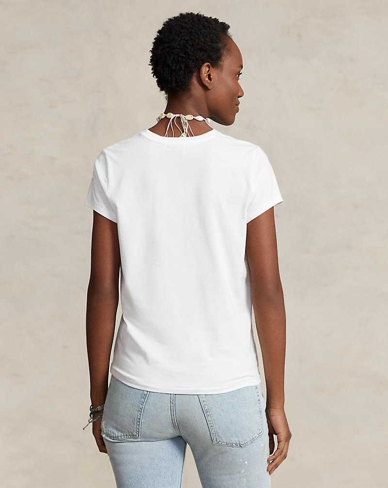 Camiseta Ralph Lauren Cotton Jersey Crewneck Mujer Blancos | QAPXHET-56 - vista 4