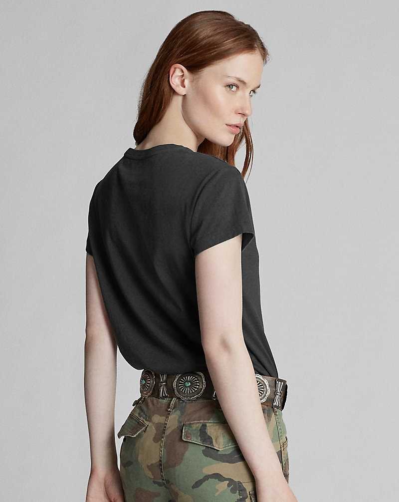 Camiseta Ralph Lauren Cotton Jersey Crewneck Mujer Negros | TDVAJFN-20 - vista 4
